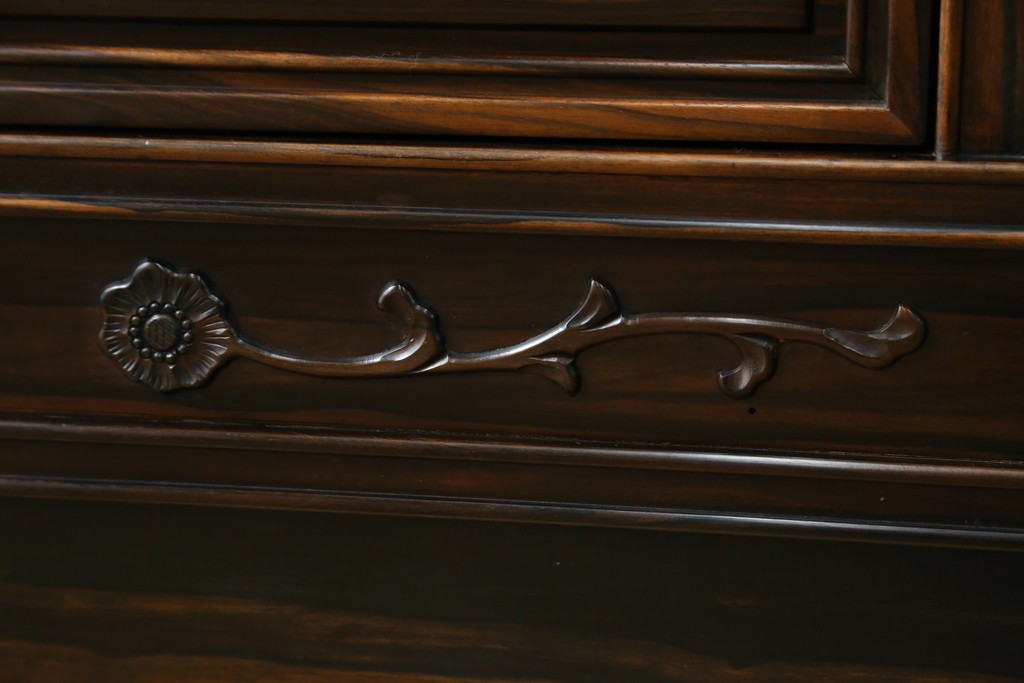 和製ビンテージ　黒檀(黒タン、コクタン、唐木)材　重厚な佇まいが魅力のサイドボード　定価約160万円　(R-067434)