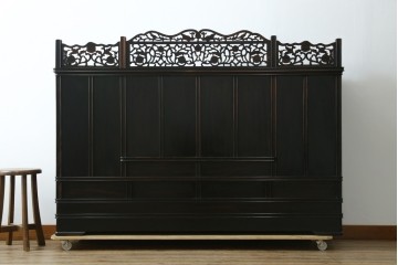 和製ビンテージ　黒檀(黒タン、コクタン、唐木)材　重厚な佇まいが魅力のサイドボード　定価約160万円　(R-067434)