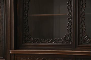 和製ビンテージ　黒檀(黒タン、コクタン、唐木)材　重厚な佇まいが魅力のサイドボード(収納棚、戸棚、サイドキャビネット、ヴィンテージ)(定価約160万円)(R-067434)
