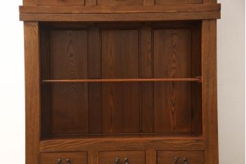 新古品　超美品　中古　楡(ニレ)材　総無垢材　品のある佇まいが魅力の三尺水屋箪笥(重ね箪笥、茶箪笥、戸棚、収納棚、食器棚、キャビネット)(定価約55万円)(R-067438)