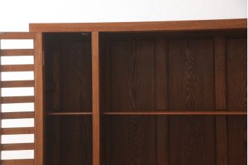 新古品　未使用品　中古　楡(ニレ)材　上質な和の空間を演出する水屋箪笥サイドボード(サイドキャビネット、リビングボード、収納棚、戸棚)(R-067446)