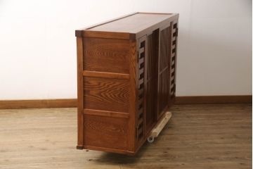 新古品　未使用品　中古　楡(ニレ)材　上質な和の空間を演出する水屋箪笥サイドボード(サイドキャビネット、リビングボード、収納棚、戸棚)(R-067446)