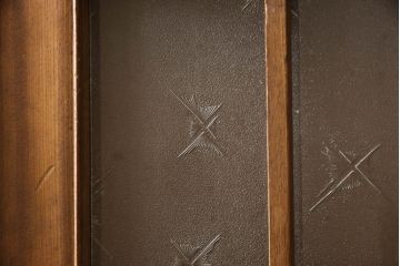 和製アンティーク　パーケットリー(寄木細工)入り　大正ロマンの雰囲気和を高める大振りなブックケース(食器棚、収納棚、本棚、書棚、陳列棚、戸棚、キャビネット、店舗什器、象嵌)(R-067448)