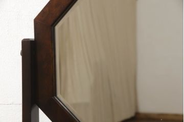 中古　美品　星野民芸家具　クラシカルかつモダンなデザインが魅力のドレッサーとチェアのセット(鏡台、ミラー、化粧台、イス、椅子)(R-067449)