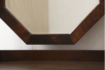 中古 美品 星野民芸家具 クラシカルかつモダンなデザインが魅力のドレッサーとチェアのセット(鏡台、ミラー、化粧台、イス、椅子)(R-067449)