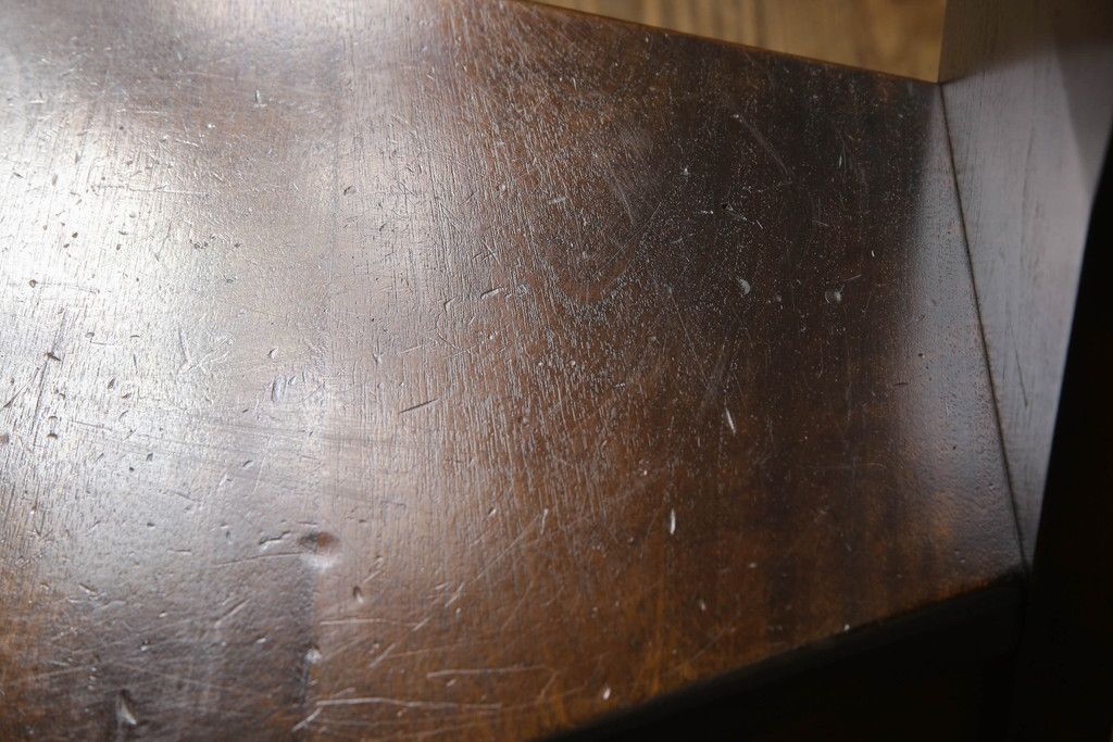 中古 美品 星野民芸家具 クラシカルかつモダンなデザインが魅力のドレッサーとチェアのセット(鏡台、ミラー、化粧台、イス、椅子)(R-067449)