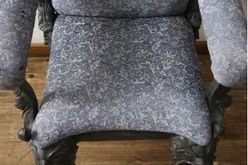 ヨーロッパアンティーク　激レア!　博物館　真鍮　ブロンズ　鋳造　希代の名品　抜群の個性溢れるアームチェア(イス、椅子、1人掛け、一人掛け)(R-067451)