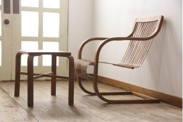 和製ビンテージ　竹興社　城所右文次　オリジナル　Bamboo　落ち着きのあるくつろぎ空間を演出してくれるバンブーチェアとテーブルのセット(安楽椅子、ラウンジチェア、サイドテーブル、センターテーブル、リビングテーブル、ヴィンテージ)(R-067452)
