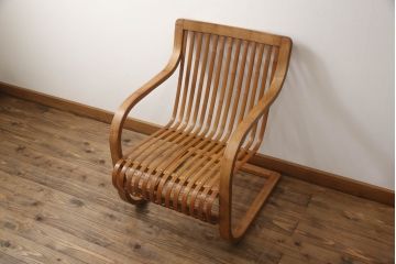 和製ビンテージ　竹興社　城所右文次　オリジナル　Bamboo　落ち着きのあるくつろぎ空間を演出してくれるバンブーチェアとテーブルのセット(安楽椅子、ラウンジチェア、サイドテーブル、センターテーブル、リビングテーブル、ヴィンテージ)(R-067452)