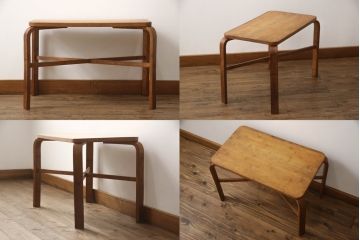 和製ビンテージ　竹興社　城所右文次　オリジナル　Bamboo　落ち着きのあるくつろぎ空間を演出してくれるバンブーチェアとテーブルのセット(安楽椅子、ラウンジチェア、サイドテーブル、センターテーブル、リビングテーブル、ヴィンテージ)(R-067452)