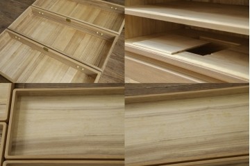 中古　蒔絵入り　1級技能士　龍上忠志作　花の絵柄がかわいらしくも品を感じさせる総桐箪笥(胴厚、四方丸、和箪笥、桐たんす、収納タンス、衣装箪笥、着物箪笥、引き出し)(定価約160万円)(R-067461)