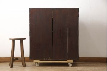 和製アンティーク　前面欅(ケヤキ)材　品の良い佇まいと美しい杢目が魅力の庄内帳場箪笥(酒田帳場箪笥、庄内箪笥、小箪笥、収納タンス、時代箪笥、引き出し)(R-067470)
