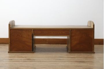 和製アンティーク　高級品!!　力強くて美しい杢目が魅力的!!黒柿材と欅(ケヤキ)材製の大振りな文机(座机、ローテーブル、サイドテーブル、作業台、テレビ台、ローボード)(R-067472)