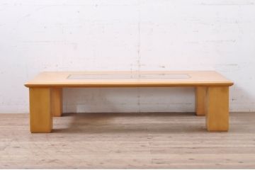 中古　モリシゲ(MORISHIGE/森繁)　グラハム　ガラストップがお洒落なセンターテーブル(ローテーブル、リビングテーブル、カフェテーブル、座卓)(定価約20万3千円)(R-067480)