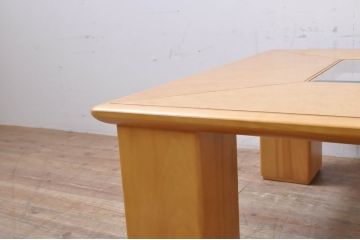 中古　モリシゲ(MORISHIGE/森繁)　グラハム　ガラストップがお洒落なセンターテーブル(ローテーブル、リビングテーブル、カフェテーブル、座卓)(定価約20万3千円)(R-067480)