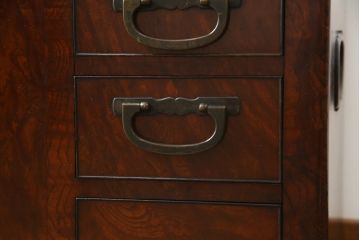 和製アンティーク　欅(ケヤキ)材　堂々とした和の雰囲気が趣きある江戸前長火鉢(囲炉裏、木製火鉢)(R-067482)