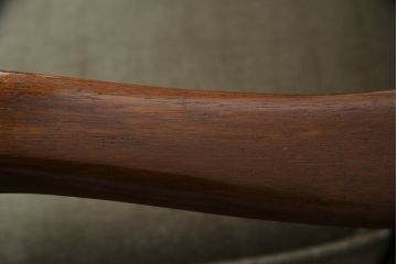 和製ビンテージ　オールドカリモク(karimoku)　クラシカルなデザインがお洒落なキャスター付きデスクチェア(回転チェア、回転椅子、回転イス、アームチェア、ドクターチェア、ワークチェア、ヴィンテージ)(R-067484)