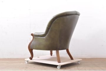 中古　極上美品　使用感ほぼ無し!!　スペイン製　バロッサバレンティ(VARO,S.A. VALENTI)　本革　ラグジュアリーな空間を演出する1人掛けレザーソファ(一人掛けソファ、パーソナルチェア、ラウンジチェア、アームチェア)(定価約60万円)(R-067486)