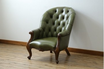 中古　極上美品　使用感ほぼ無し!!　スペイン製　バロッサバレンティ(VARO,S.A. VALENTI)　本革　ラグジュアリーな空間を演出する1人掛けレザーソファ　定価約60万円　(R-067487)