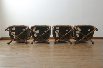 中古　DREXEL HERITAGE(ドレクセルヘリテイジ)　Grand Villa(グランドヴィラ)　くつろぎの時間を演出するキャスター付きアームチェア4脚セット(椅子、イス、ダイニングチェア)(R-067490)