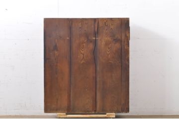 和製アンティーク　上手物!!　前面欅(ケヤキ)材　くっきりした杢目と立派な金具が目を惹く二本松帳場箪笥(時代箪笥、二本松箪笥、収納タンス、引き出し)(R-067501)
