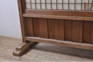 和製アンティーク　素敵なデザインの組子入り!　無双腰板付きの大型衝立て(パーテーション、仕切り、衝い立て、つい立て)(R-067507)