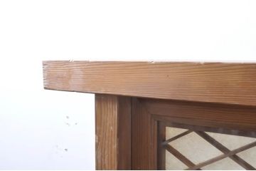 和製アンティーク　素敵なデザインの組子入り!　無双腰板付きの大型衝立て(パーテーション、仕切り、衝い立て、つい立て)(R-067507)