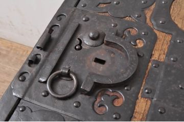和製アンティーク　掛硯型総桐船箪笥(懸硯型、舟箪笥、銭函、銭箱、時代箪笥、帳場箪笥、小物収納、収納棚)(R-067508)