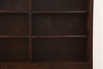 【U様専用】中古　国産職人手造り品　カバ(樺)材　縦桟格子の民芸水屋箪笥サイドボード(茶箪笥、茶棚、収納棚、戸棚、食器棚)(R-067510)