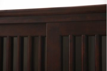 【U様専用】中古　国産職人手造り品　カバ(樺)材　縦桟格子の民芸水屋箪笥サイドボード(茶箪笥、茶棚、収納棚、戸棚、食器棚)(R-067510)