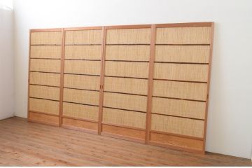 中古　昭和レトロ　涼しげな和の空間を演出する夏戸4枚セット(建具、引き戸、簾戸、簀戸、葭戸、夏障子)(R-067515)