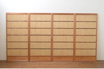 中古　昭和レトロ　涼しげな和の空間を演出する夏戸4枚セット(建具、引き戸、簾戸、簀戸、葭戸、夏障子)(R-067515)