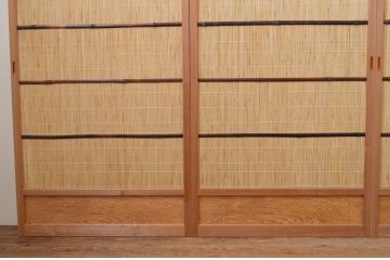 中古　昭和レトロ　涼しげな和の空間を演出する夏戸4枚セット(建具、引き戸、簾戸、簀戸、葭戸、夏障子)(R-067515)