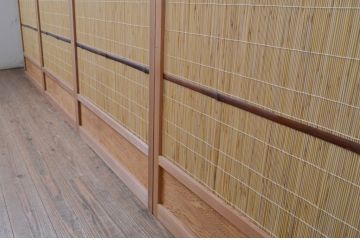 中古　昭和レトロ　涼しげな和の空間を演出する夏戸4枚セット(建具、引き戸、簾戸、簀戸、葭戸、夏障子)(R-067515)