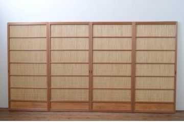 中古　昭和レトロ　涼しげな和の空間を演出する夏戸4枚セット(建具、引き戸、簾戸、簀戸、葭戸、夏障子)(R-067515)