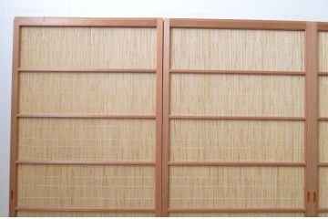 中古　昭和レトロ　涼しげな和の空間を演出する夏戸4枚セット(建具、引き戸、簾戸、簀戸、葭戸、夏障子)(R-067515)