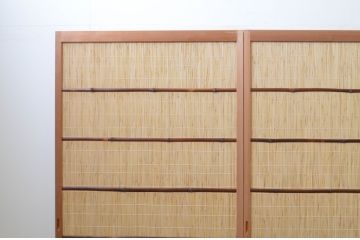 中古　昭和レトロ　涼しげな和の空間を演出する夏戸3枚セット(建具、引き戸、簾戸、簀戸、葭戸、夏障子)(R-067518)