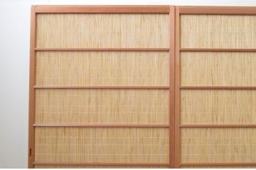 中古　昭和レトロ　涼しげな和の空間を演出する夏戸3枚セット(建具、引き戸、簾戸、簀戸、葭戸、夏障子)(R-067518)