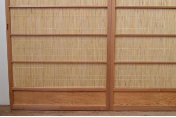 中古　昭和レトロ　涼しげな和の空間を演出する夏戸3枚セット(建具、引き戸、簾戸、簀戸、葭戸、夏障子)(R-067518)