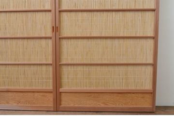 中古　昭和レトロ　涼しげな和の空間を演出する夏戸3枚セット(建具、引き戸、簾戸、簀戸、葭戸、夏障子)(R-067518)