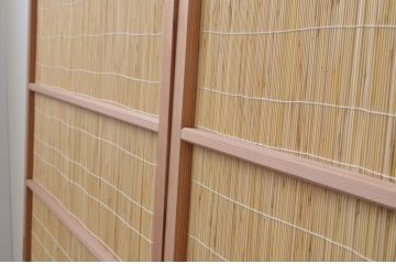 中古　昭和レトロ　涼しげな和の空間を演出する夏戸3枚セット(建具、引き戸、簾戸、簀戸、葭戸、夏障子)(R-067518)