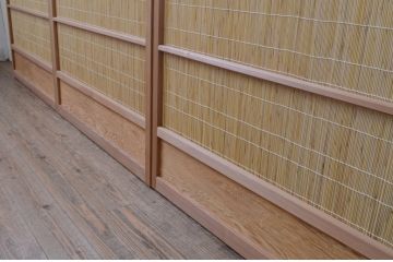 中古　昭和レトロ　涼しげな和の空間を演出する夏戸3枚セット(建具、引き戸、簾戸、簀戸、葭戸、夏障子)(R-067518)
