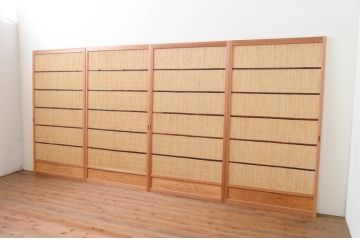 中古　昭和レトロ　涼しげな和の空間を演出する夏戸4枚セット(建具、引き戸、簾戸、簀戸、葭戸、夏障子)(R-067521)