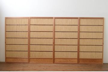 中古　昭和レトロ　涼しげな和の空間を演出する夏戸4枚セット(建具、引き戸、簾戸、簀戸、葭戸、夏障子)(R-067521)