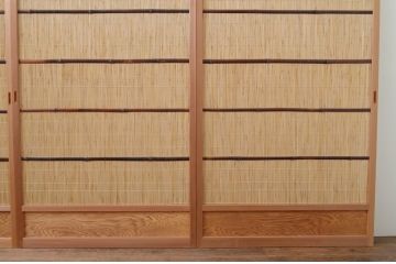 中古　昭和レトロ　涼しげな和の空間を演出する夏戸4枚セット(建具、引き戸、簾戸、簀戸、葭戸、夏障子)(R-067521)