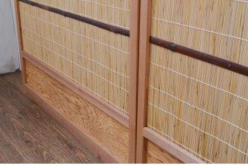中古　昭和レトロ　涼しげな和の空間を演出する夏戸4枚セット(建具、引き戸、簾戸、簀戸、葭戸、夏障子)(R-067521)