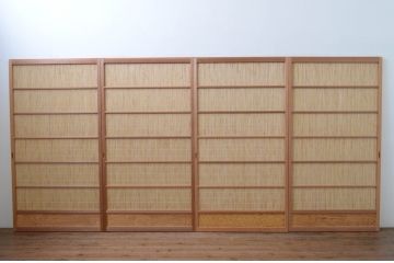 中古　昭和レトロ　涼しげな和の空間を演出する夏戸4枚セット(建具、引き戸、簾戸、簀戸、葭戸、夏障子)(R-067521)