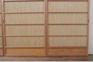 中古　昭和レトロ　涼しげな和の空間を演出する夏戸4枚セット(建具、引き戸、簾戸、簀戸、葭戸、夏障子)(R-067521)