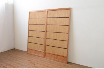 中古　昭和レトロ　涼しげな和の空間を演出する夏戸2枚セット(建具、引き戸、簾戸、簀戸、葭戸、夏障子)(R-067522)