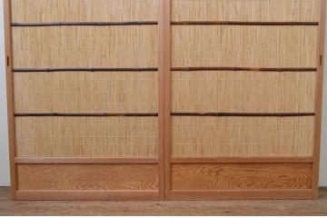 中古　昭和レトロ　涼しげな和の空間を演出する夏戸2枚セット(建具、引き戸、簾戸、簀戸、葭戸、夏障子)(R-067522)